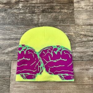 Vibrant Green and Purple Beanie